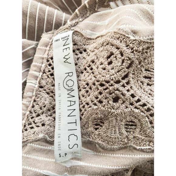 Free People New Romantics Bell Bodycon Dress Beige Low Back Zip Sz S NWT - Picture 8 of 9